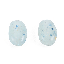 Light Blue Marbled Stone Style Opaque Acrylic Beads, Oval, Light Blue, 14~14.5x9~9.5x5~5.5mm, Hole: 1.8mm