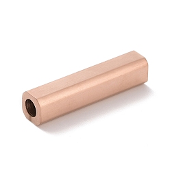 Rose Gold Ion Plating(IP) 304 Stainless Steel Magnetic Clasps with Glue-in Ends, Matte Style, Cuboid, Rose Gold, 29.9x7x7mm, Hole: 4mm