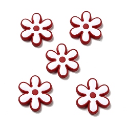 Rouge Perles acryliques opaques, avec l'émail, flocon de neige, rouge, 25x22.5x4.5mm, Trou: 1.6mm