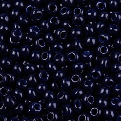 Azul Oscuro 11/0 calificar unas cuentas redondas de semillas de vidrio, pintura para hornear, azul oscuro, 2.3x1.5 mm, agujero: 1 mm, sobre 48500 unidades / libra