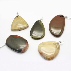 Natural Agate Natural Madagascar Agate Pendants, Mixed Shapes, 30~66x18~52x3~14mm, Hole: 2mm
