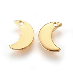 Golden 304 Stainless Steel Charms, Moon, Golden, 10x7x1mm, Hole: 1.2mm