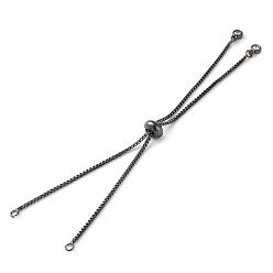 Gunmetal Rack Plating Adjustable Brass Slider Bracelet Making, with Cubic Zirconia, Long-Lasting Plated, Lead Free & Cadmium Free, Fit for Connector Charms, Gunmetal, Single Chain Length: about 12.5cm, Hole: 1mm