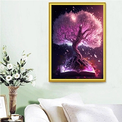 Pearl Pink Tree of Life DIY Diamond Painting Kits, including Resin Rhinestones, Diamond Sticky Pen, Tray Plate and Glue Clay, Pearl Pink, 400x300mm