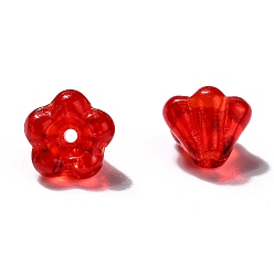 Red Transparent Czech Glass Beads, Flower, Red, 6.5x5mm, Hole: 0.8mm, about 357~363pcs/bag