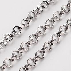 Stainless Steel Color 304 Stainless Steel Rolo Chains, Belcher Chain, Unwelded, Stainless Steel Color, 4mm