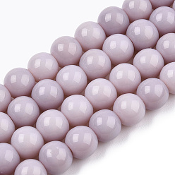Brun Rosé  Perles de verre opaques de couleur unie, ronde, brun rosé, 8~8.5mm, Trou: 1.5mm, Environ 51~53 pcs/chapelet, 14.96 pouces ~ 15.55 pouces (38~39.7 cm)
