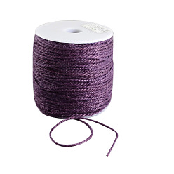 Púrpura Cordón de yute de color, cuerda de yute, hilo de yute, 3 -ply, para la fabricación de la joyería, púrpura, 2 mm, aproximadamente 109.36 yardas (100 m) / rollo