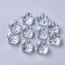 Light Steel Blue Electorplated Glass Beads, Rainbow Plated, Faceted, Rondelle, Light Steel Blue, 16x10mm