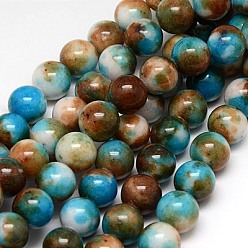 Bleu Ciel Foncé Perles naturelles, perles de jade , teint, ronde, bleu profond du ciel, 8mm, Trou: 1mm, Environ 55 pcs/chapelet, 15.75 pouce