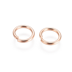 Розовое Золото 304 из нержавеющей стали открыты кольца прыжок, розовое золото , 20 датчик, 6x0.8 мм, Внутренний диаметр: 4.4 мм