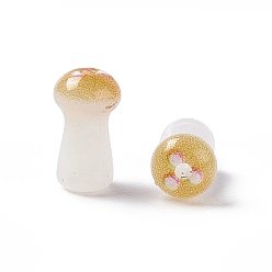 Verge D'or Perles de verre opaques, champignons, verge d'or, 8x4.5mm, Trou: 1mm, environ 96~98 pcs / sachet 