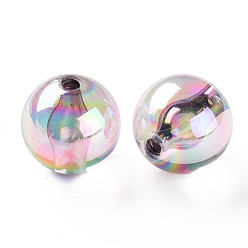 Lavande Perles acryliques transparentes, de couleur plaquée ab , ronde, lavande, 20x19mm, Trou: 3mm, environ111 pcs / 500 g
