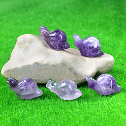 Amethyst Natural Amethyst Carved Healing Snail Figurines, Reiki Energy Stone Display Decorations, 18x24~28x14mm