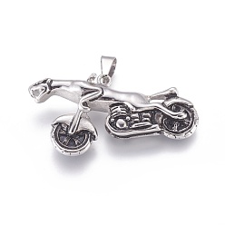 Antique Silver 304 Stainless Steel Big Pendants, Leopard, Antique Silver, 25x50x12mm, Hole: 5.5x9mm