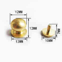 Golden Brass Rivet Set, Round, for Purse Handbag Shoes Leather Craft Clothes Belt, Golden, 8x6mm