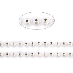 White Spray Painted Brass Faceted Ball Chains, Soldered, with Spool, Round, White, 1.5mm