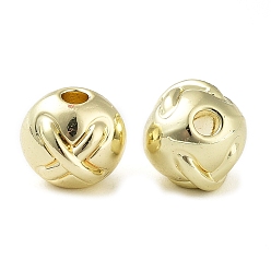 Golden Rack Plating Alloy Beads, Round with Cross, Golden, 9x8x7.5mm, Hole: 1.8mm