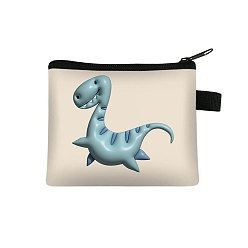 Light Blue Polyester Wallets with Zipper, Change Purse, Clutch Bag for Women, Rectangle with Dinosaor, Light Blue, 22x13.5cm
