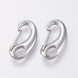 Stainless Steel Color 304 Stainless Steel Push Gate Snap Keychain Clasp Findings, Stainless Steel Color, 23x12x6mm