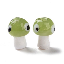 Medium Sea Green Handmade Evil Eye Lampwork Beads, Mushroom Shape, Medium Sea Green, 16.5~18x11.5~13x11.5~13mm, Hole: 1.6~2mm