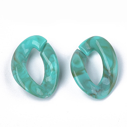 Light Sea Green Acrylic Linking Rings, Quick Link Connectors, For Curb Chains Making, Imitation Gemstone Style, Twist, Light Sea Green, 29x21x6.5mm, Hole: 17x8mm, about 315pcs/500g