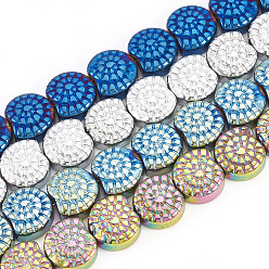 Mixed Color Electroplate Non-magnetic Synthetic Hematite Beads Strands, Shell, Mixed Color, 10x9x4mm, Hole: 1mm, about 45pcs/strand, 15.7 inch