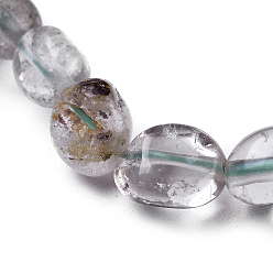 Quartz Lodolite Bracelets extensibles en perles de quartz lodolite naturel, pierre tombée, nuggets, diamètre intérieur: 2~2-1/4 pouce (5.2~5.6 cm)
