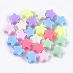 Mixed Color Opaque Acrylic Beads, Star, Mixed Color, 9.5~10x10.5x5mm, Hole: 3.5mm, about 2100pcs/500g
