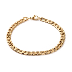 Golden Vacuum Plating 304 Stainless Steel Cuban Link Chain Bracelet for Men Women, Golden, 8-5/8 inch(22cm)