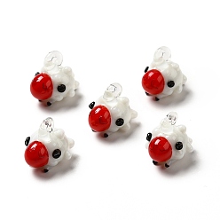 Red Handmade Lampwork Pendants, Sheep Charms, Red, 21~27x18~20x18~23mm, Hole: 1.6~5mm