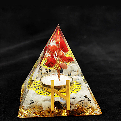 Jaspe Rouge Décorations d'affichage en résine de pyramide d'orgonite de symbole de rune viking, avec des éclats de jaspe rouge naturel à l'intérieur, pour bureau à domicile, 50~60mm