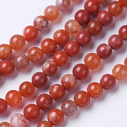 Chocolate Natural Agate Beads Strands, Dyed & Heated, Grade A, Round, Chocolate, 8~8.5mm, Hole: 1.2mm, about 48pcs/strand, 15.1 inch(38.5cm)