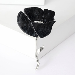 Черный Сплавочные брошки, эмалевый штифт, украшения для женщин, цветок, чёрные, 75x46 мм