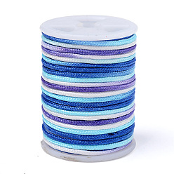 Colorido Hilo de poliéster teñido en segmentos, cordón trenzado, colorido, 1.5 mm, aproximadamente 5.46 yardas (5 m) / rollo