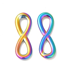 Rainbow Color Ion Plating(IP) 304 Stainless Steel Pendants, Infinity Charms, Rainbow Color, 23.5x8x2.5mm, Hole: 4x7mm