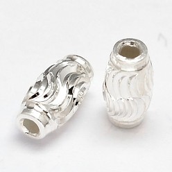 Silver Fancy Cut Oval 925 Sterling Silver Beads, Silver, 8x5mm, Hole: 2.5mm, about 67pcs/20g