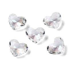 Clear Transparent Glass Rhinestone Cabochons, Faceted, Heart, Pointed Back, Clear, 9.5x12x5.5mm