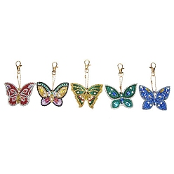 Papillon Kits de décoration de pendentif de peinture de diamant diy, y compris la décoration pendentif en acrylique, strass de résine, stylo collant diamant, plaque de plateau et pâte à modeler, papillon, 76x58x2mm