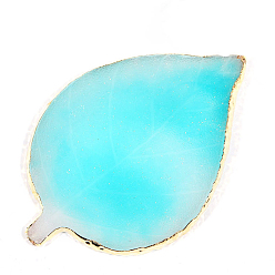 Cyan Resin Wax Seal Mats, for Wax Seal Stamp, Leaf with Marble Pattern, Cyan, 92x103x7.5mm