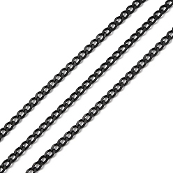 Electrophoresis Black 304 Stainless Steel Faceted Curb Chains, Soldered, with Spool, Electrophoresis Black, 3.5x2x0.5mm, about 10m/Roll
