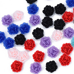 Mixed Color Opaque Resin Cabochons, Flower, Mixed Color, 12x11.5x5mm