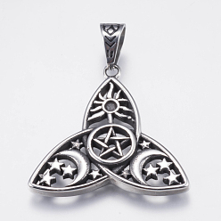 Antique Silver 304 Stainless Steel Pendants, Trinity Knot/Triquetra, Irish, Antique Silver, 41.5x41.5x5mm, Hole: 8x11mm