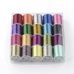 Color mezclado Hilo de bordar metalizado, color mezclado, 0.1 mm, aproximadamente 60.14 yardas (55 m) / rollo, 20 rollos / caja