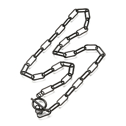Electrophoresis Black Unisexe 304 colliers chaîne trombone en acier inoxydable, avec fermoirs toggle, électrophorèse noir, 17.71 pouce (45 cm)