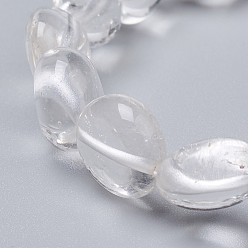 Cristal de cuarzo Pulseras de cuentas elásticas de cristal de cuarzo natural, piedra caída, pepitas, 1-7/8 pulgada ~ 2-1/8 pulgada (4.8~5.5 cm), perlas: 6~15x6~11x3~11 mm