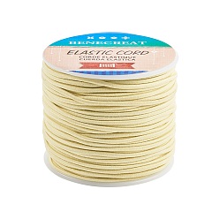Pale Green Elastic Cord, Polyester Outside and Latex Core, Pale Green, 2mm, about 54.68 yards(50m)/roll, 1roll/box