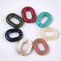 Mixed Color Acrylic Linking Rings, Quick Link Connectors, For Jewelry Chains Making, Imitation Gemstone Style, Oval, Mixed Color, 24x18x5mm, Inner Measure: 13x7mm