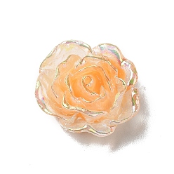Saumon Clair Cabochons de résine transparente, fleur, de couleur plaquée ab , saumon clair, 24x20x8mm