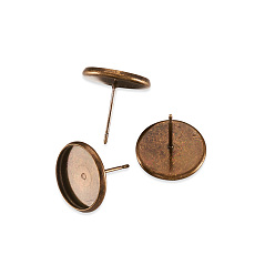 Bronze Antique Supports de goujons en laiton de l'oreille, sans plomb et sans cadmium et sans nickel, bronze antique, plateau: 12 mm, 12 mm, broche: 0.7 mm